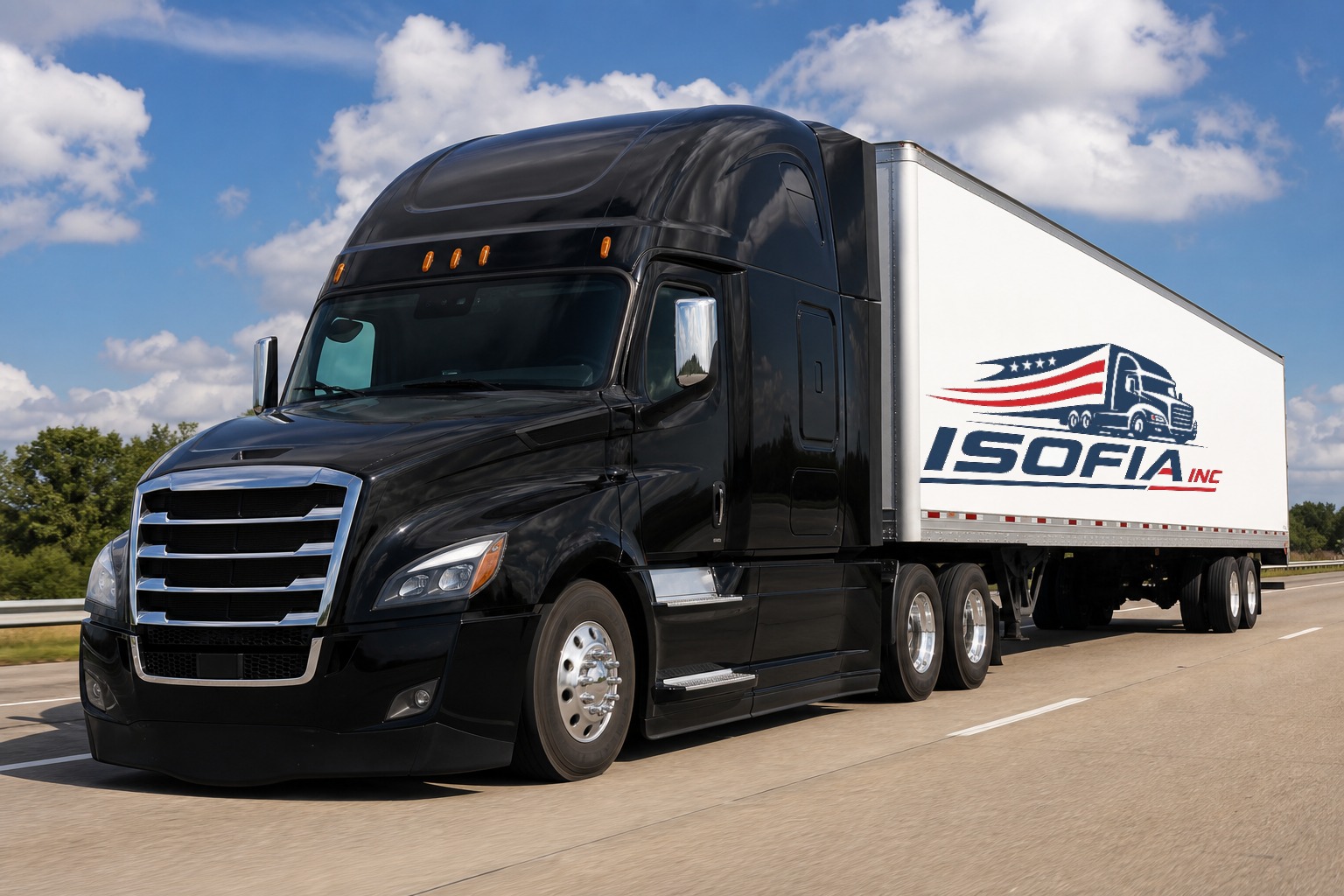 ISOFIA INC branded onyx black semi-truck